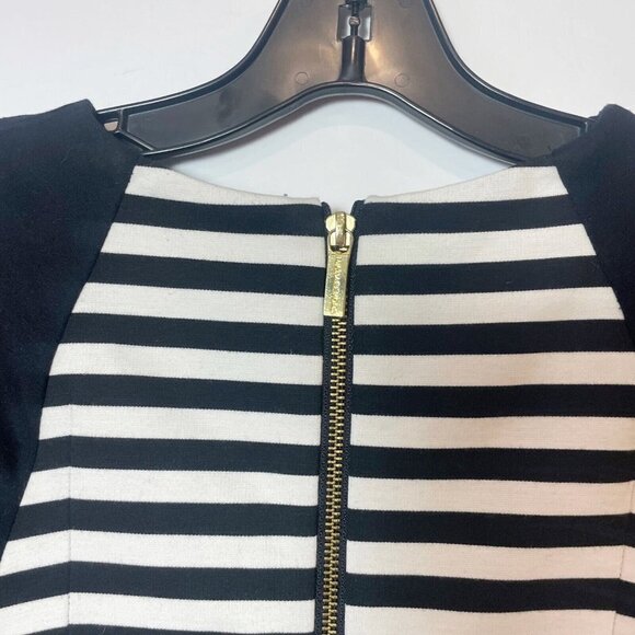 Michael Kors Womens Striped Long Sleeve Sheath Dress Black 2 Zipper Sleeve - Picture 5 of 10